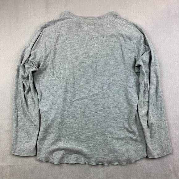 Wings + Horns Mens Shirt Large Gray Heather Slub Rib Henley Long Sleeve Knit - Picture 6 of 7